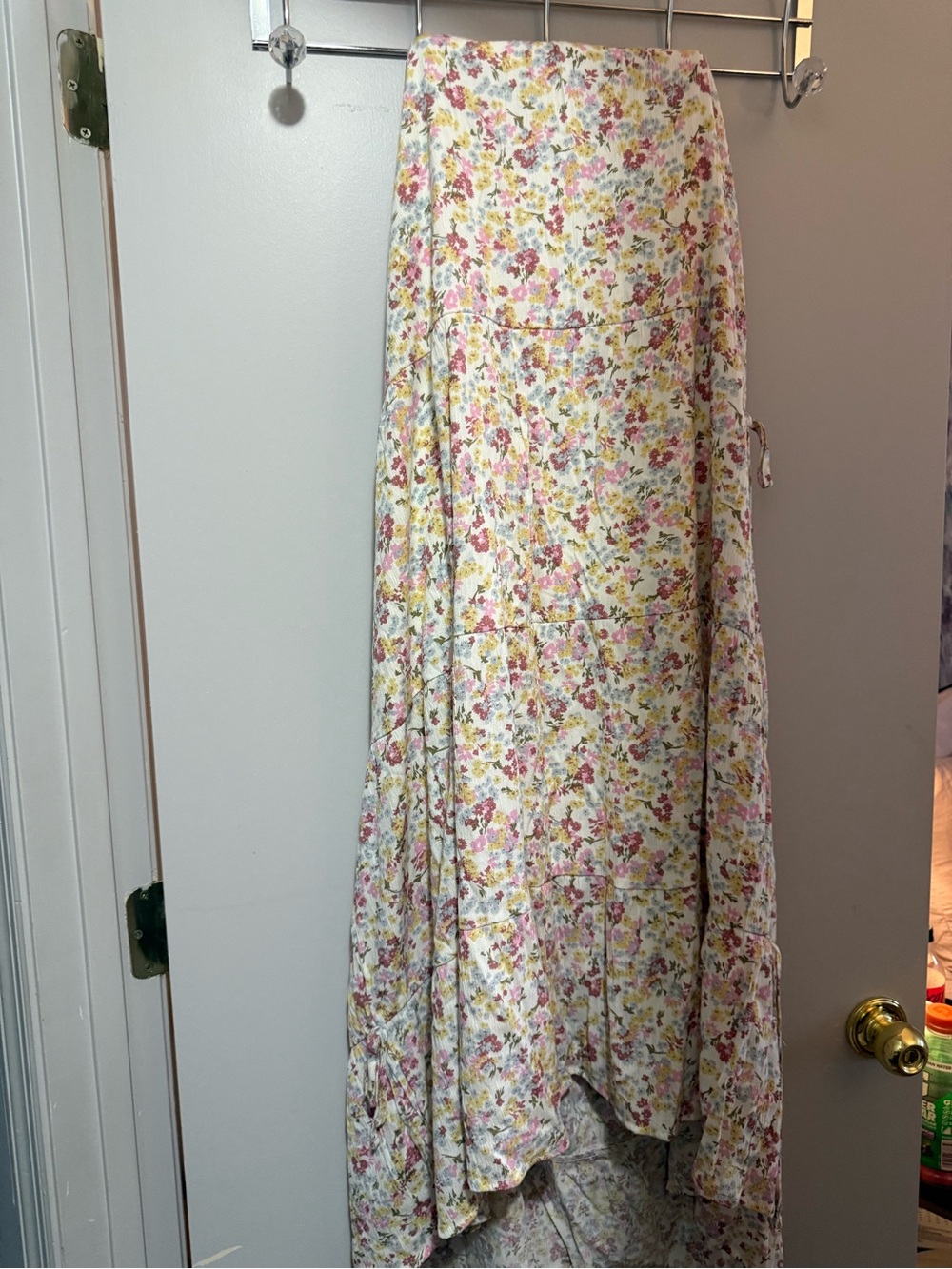 No Boundaries Cream Floral Maxi Skirt with Pink and Yellow Flowers